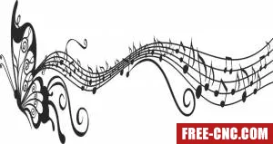 Music melody butterfly clipart - free dxf download