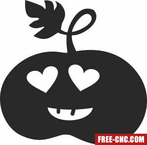 Halloween lovely pumpkin with heart eyes - Free dxf files ready to cut