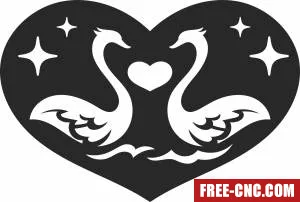 Birds swans heart wall decor valentines - Download free dxf for cnc plasma cutting