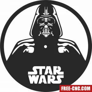 Dark vador star wars wall clock - Free dxf files ready to cut