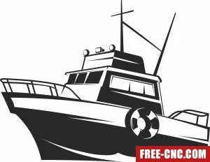 Ship fishing boat clipart - Free dxf for laser cutting and plasma