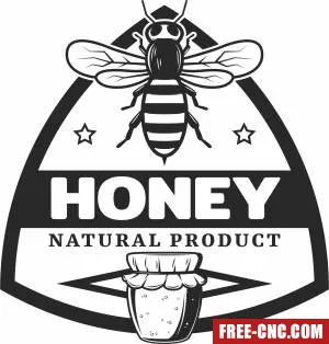 Bee honey jar logo - Free dxf for laser cutting and plasma