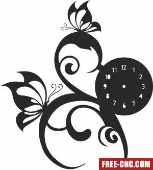 Butterflies wall clock - Free dxf for laser cutting and plasma