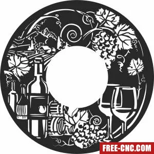 Wine grapes cliparts wall decors - Free dxf download