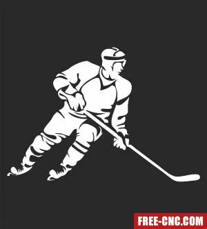 Ice hockey player clipart - Free dxf for laser cutting and plasma