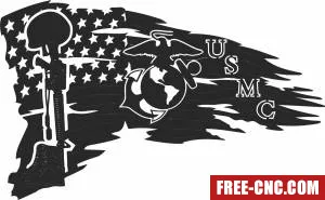 Us marine corps logo flag - Download free dxf for cnc plasma cutting