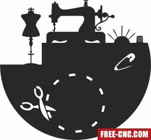 Sawing machine wall clock vinyl record - Free dxf download