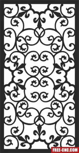 Decorative pattern floral wall screen panel - free dxf download