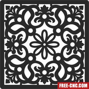 Decorative floral pattern square wall panel - Free dxf for laser cutting and plasma Decorative floral pattern square wall panel - Free dxf for laser cutting and plasma