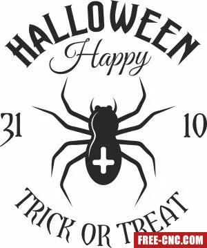 Happy halloween trick or treat spider clipart - Free dxf download