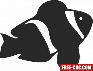 Silhouette wall decor fish clipart - Free dxf files ready to cut