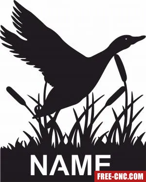 Duck bird scene sign personalized name sign - Free dxf for laser cutting and plasma