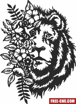 Floral lion clipart - Free dxf for laser cutting and plasma