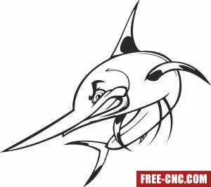 Angry swordfish cartoon - Free dxf download