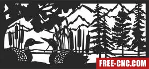 Ducks forest scene wall decor - Free dxf download