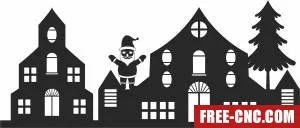 Christmas house santa clipart - Free dxf download