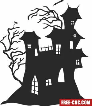 Halloween scary house clipart - Free dxf for laser cutting and plasma