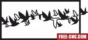 Murmuration group of birds flying wall art panel - Free dxf for laser cutting and plasma