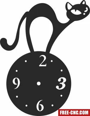 Cat wall vinyl clock - Free dxf for laser cutting and plasma