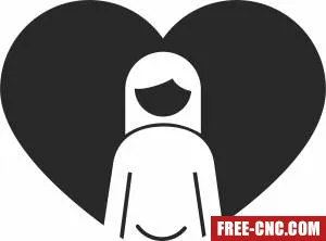 Mom in heart silhouette - Download free dxf for cnc plasma cutting