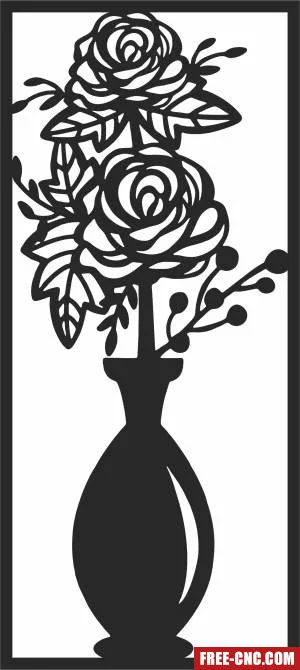 Flowers roses vase clipart - Free dxf download