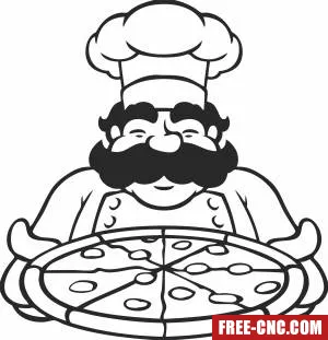 Pizza cook chef cliparts - Download free dxf for cnc plasma cutting