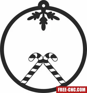 Christmas candy cane ornament - Free dxf download