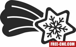 Christmas shooting star clipart - Free dxf for laser cutting and plasma