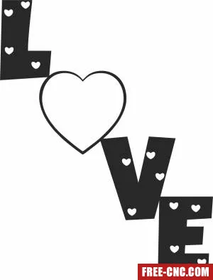 Love heart wall sign - Free dxf download