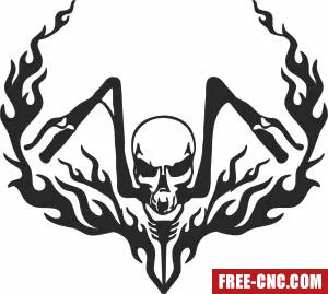 Motorcycle skull rider wall clipart - Free dxf files ready to cut