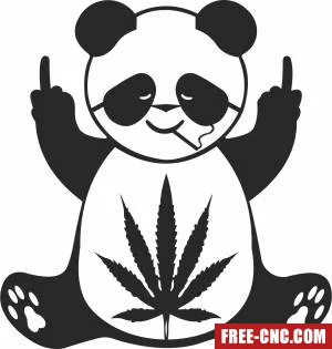 Marijuana leaf cartoon panda - Download free dxf for cnc plasma cutting