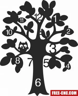 Tree wall clock - Free dxf files ready to cut