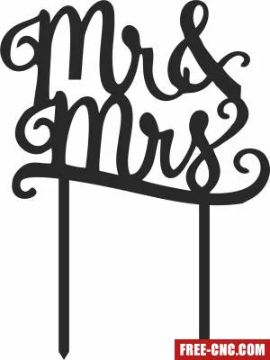 Mr and mrs wedding cake topper - Download free dxf for cnc plasma cutting