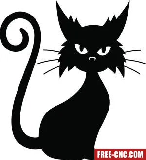 Halloween cat silhouette - Download free dxf for cnc plasma cutting