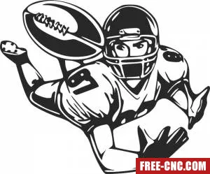 Football player jumping for the catch - free dxf download