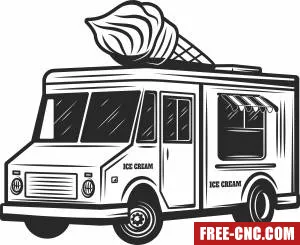 Ice cream truck car clipart - Free dxf for laser cutting and plasma