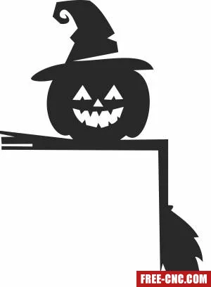 Pumpkin halloween corner stake clipart - Free dxf download