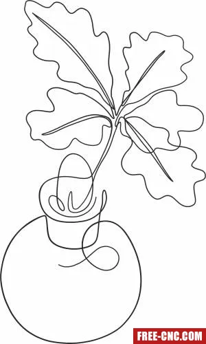 One line flower pot art - Free dxf download