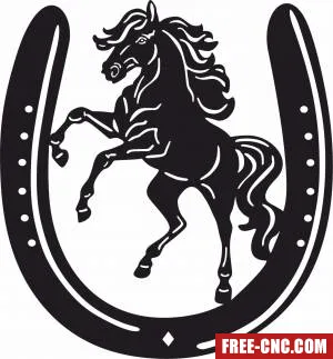 Horseshoe horse sign - Free dxf for laser cutting and plasma