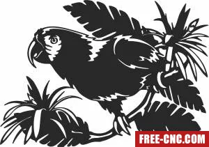 Parrot on branche clipart - Free dxf files ready to cut