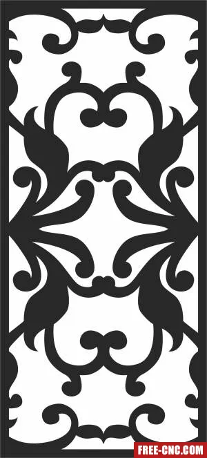 Decorative floral pattern screen door - Download free dxf for cnc plasma cutting