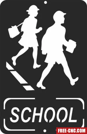 School warning sign - free dxf download