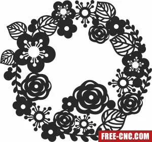 Floral flowers wreath art - Download free dxf for cnc plasma cutting