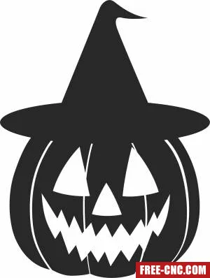 Halloween pumpkin with hat - Free dxf download