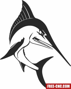 Blue marlin fish wall art - Download free dxf for cnc plasma cutting