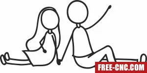 Stick figure couple in love - Download free dxf for cnc plasma cutting