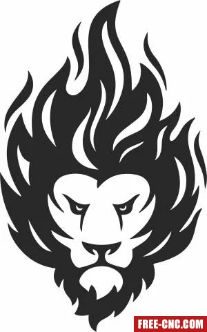 Angry lion face clipart - Free dxf for laser cutting and plasma