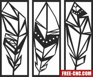 Feathers wall panels art - Free dxf files ready to cut