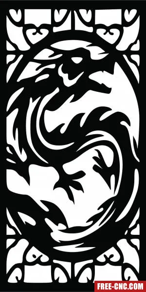 Dragon panel decorative wall screen pattern - free dxf download