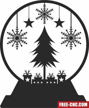 Tree globe merry christmas - Download free dxf for cnc plasma cutting